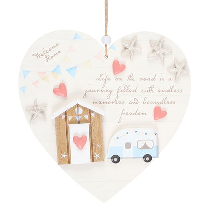 Life on the road hanging heart sign