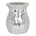 Large Crackle Glass Wax Burner Silver