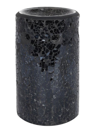 Pillar Crackle Glass Wax Burner Black