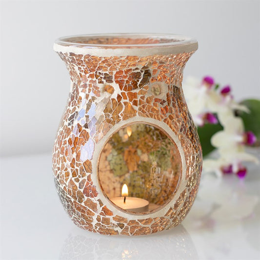 Large Crackle Glas s Wax Burner Brown