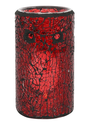 Pillar Crackle Glass Wax Burner Red