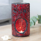 Pillar Crackle Glass Wax Burner Red