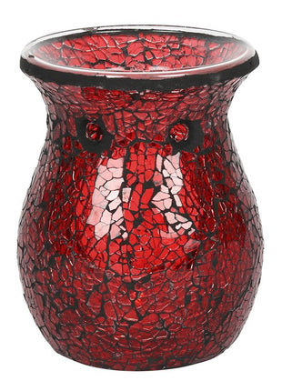 Large Crackle Glass Wax Burner Red