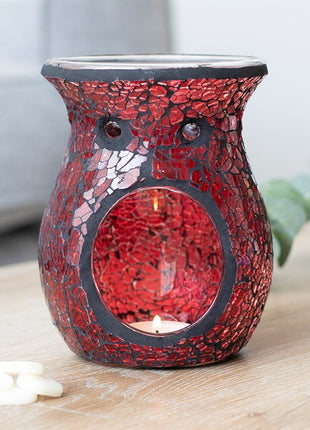 Large Crackle Glass Wax Burner Red