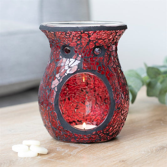 Large Crackle Glass Wax Burner Red