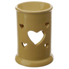 Heart Cut Out Ceramic Pillar Oil Burner Olive Green