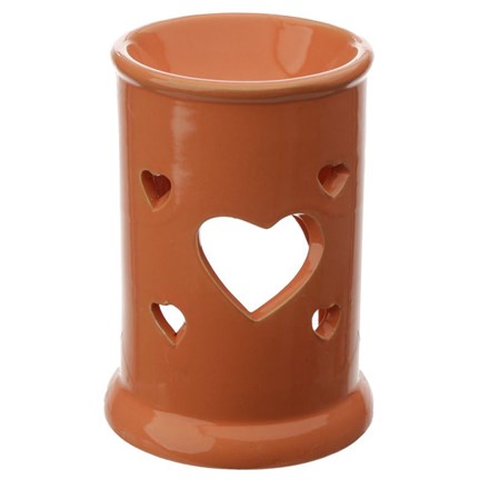 Heart Cut Out Ceramic Pillar Oil Burner Burnt Orange