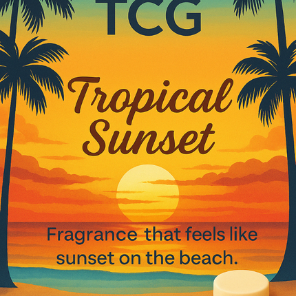 tropical sunset wax melts, handmade, wax melts, front view