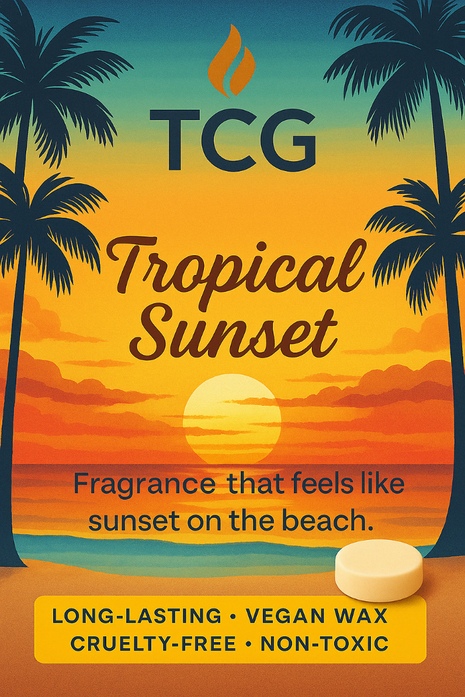 tropical sunset wax melts, handmade, wax melts, front view